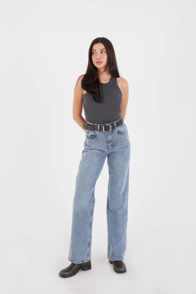 WODDİ Γυναικείο τζιν παντελόνι Lyvik με εξαιρετικά ψηλή μέση και άνετο ίσιο κ...