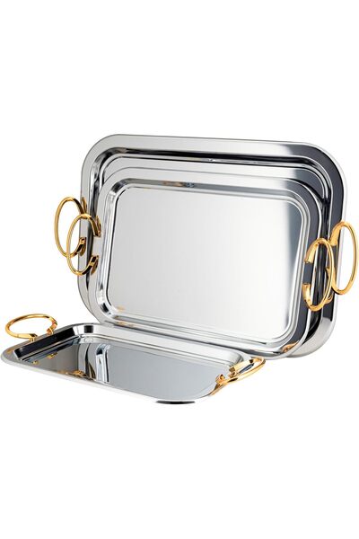 ALSAIF 3 Pieces Serving Tray Set with Side Handles