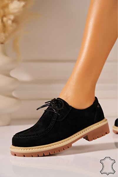 Joana Mocasini Kenzy negri din piele întoarsă pentru femei, mărimea 38