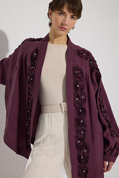 Touché Privé KIMONO CU STONE EMBROIDERED WITH ROSES