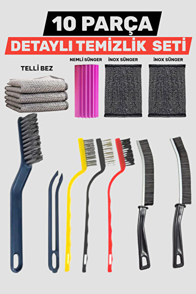 Manosta مجموعة تنظيف مفصلة مكونة من 10 قطع - إسفنجات، قماش تنظيف، فرش تنظيف د...