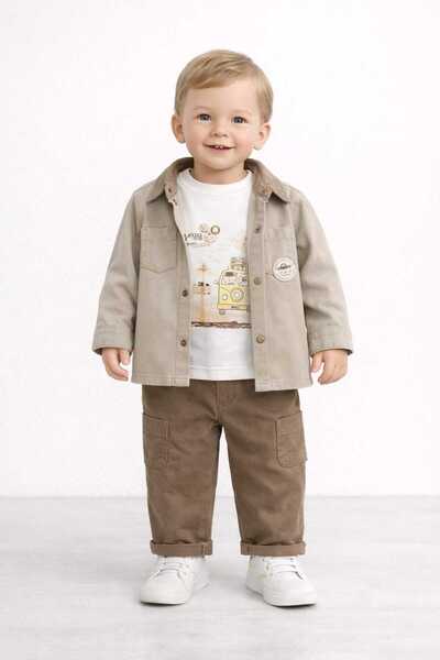 BEBİÇO KİDS erkek çocuk kombinli takım pantalonlu kot ceketli sivitli şık ve ...