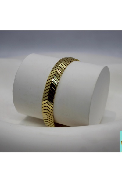 Premium Chevron Gümüş Zincir Bileklik