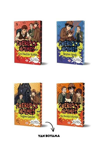 Dokuz Çoçuk Sherlock Holmes 4 Kitaplık Koleksiyon Seti - Yan Boyamalı Özel Seri