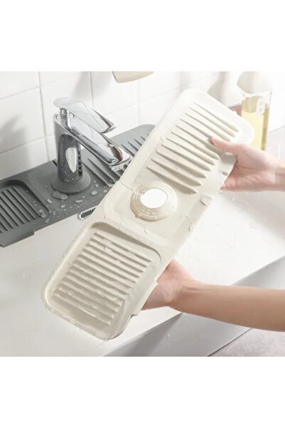 Mikasso Beyaz Bulaşık Süngeri Banyo Lavabo Tezgahı Koruyucu Silikon Musluk Ma...
