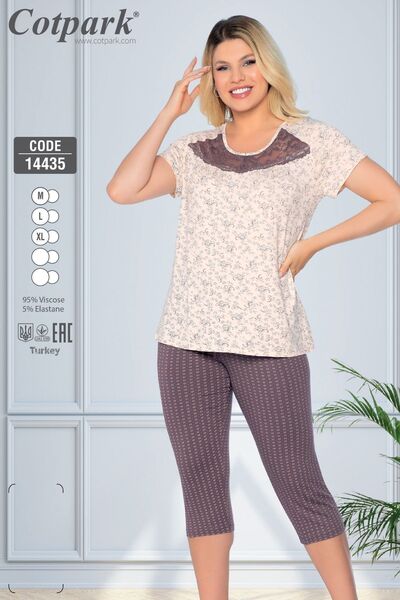 Cotpark Women's Viscose Elastane Fabric Top and Bottom Capri Set 14435