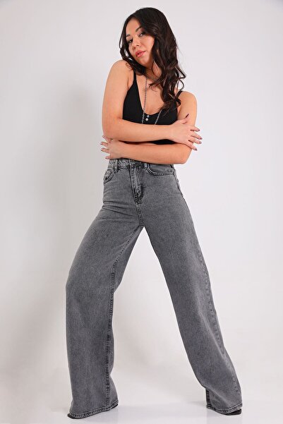 WODDİ Jean Colorfast Smoked Lycra Wide Leg Jeans - Loose Wide Leg Jeans (supe...