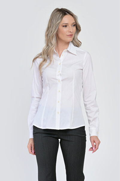 Giorgal Λευκό βαμβακερό πουκάμισο για γυναίκες Albax