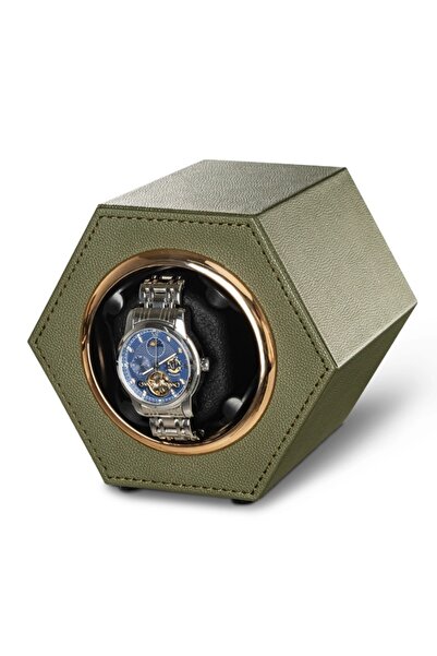 iUni Automatický natahovač hodinek, Natahovač hodinek, PU kůže, Khaki
