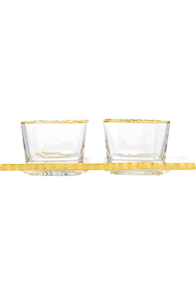 ALSAIF Glass Serving Plates with Handle, 3 Pieces, K623053/3, Multiple Colors...