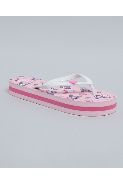 R&B Women Pink Kuromi Printed Flip-Flops