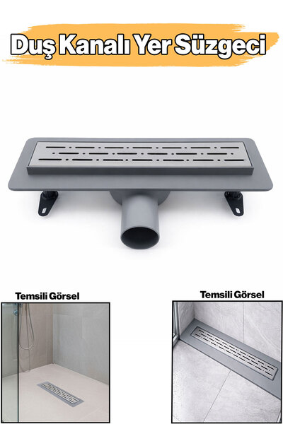 Badem10 Duş Kanalı 30 CM Paslanmaz Çelik Yer Süzgeci Modern Banyo Gideri Duş ...