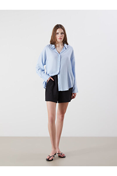 LC Waikiki Damen-Shorts aus strukturiertem Musselin mit elastischem Bund