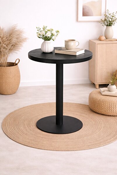 Arnohome Modern round cafe table with a central metal base – elegant design f...