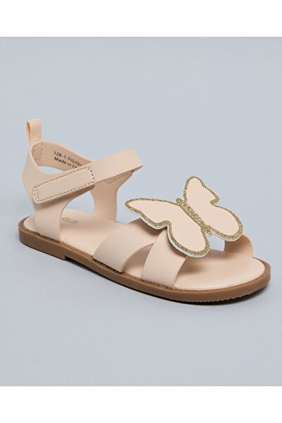R&B Girls Pink Appliqued Ankle Strap Flat Sandals