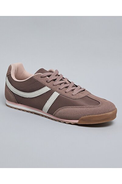 R&B Women Pink Color Block Lace Up Casual Shoes