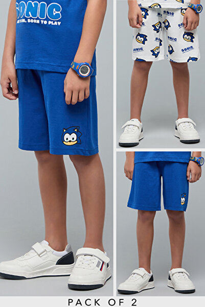 R&B شورت مطبوع عليه رسومات سونيك مع خصر برباط