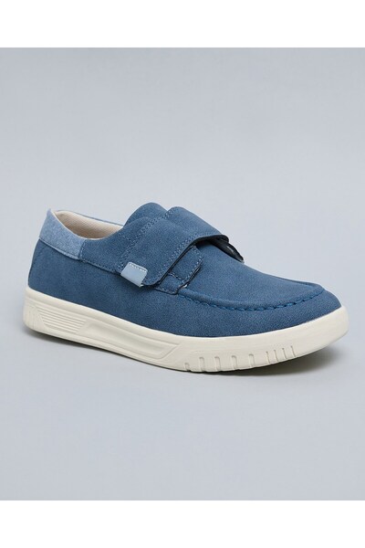 R&B Boys Blue Textured Velcro Closure Casual Shoes