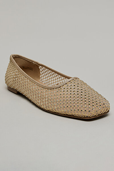 R&B Women Gold Mesh Ballerinas