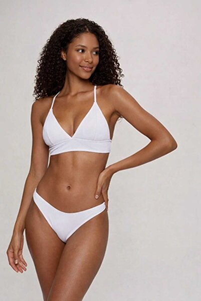 Pierre Cardin Set bikini alb Crush Triangle Back bretea crossbody