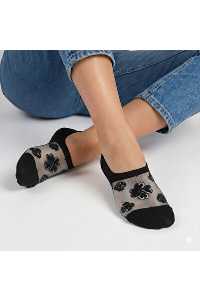 TGSocks Women's Black Glittery Tulle Socks – Stylish Thin Ballerina Socks wit...