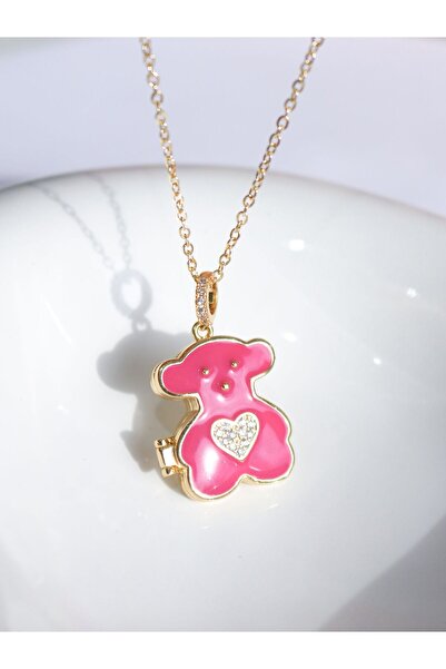 Reorah Collection قلادة على شكل دب على هيئة قلب مرصعة بحجر الزركون