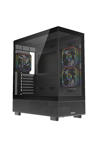 FAZEON F17 1000W 80+ BRONZE PCIe Gen5.1 ARGB 3x120mm FANLI ATX SİYAH GAMING KASA