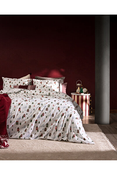 Madame Coco طقم غطاء لحاف لانجلي مزدوج من القطن الفانيلا بنسبة 100% - ملون