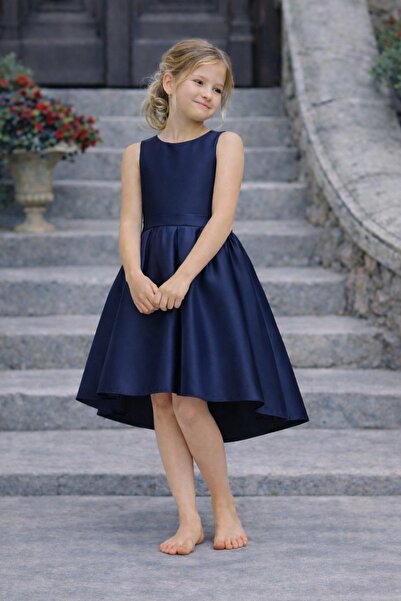 SUNEH Kız Çocuk Abiye Elbise – Kısa Asimetrik Kesim, Mezuniyet & Düğün Elbisesi