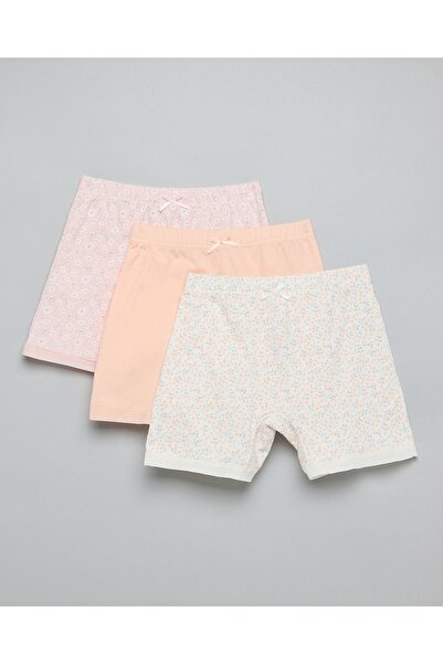 R&B شورتات قصيرة مطبوع للبنات باللون الوردي الفاتح (عبوة من 3 قطع)