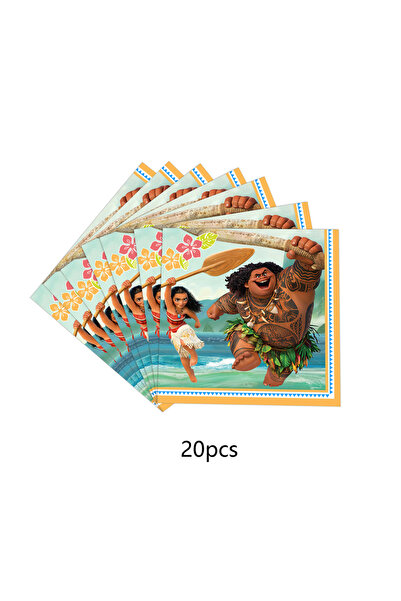 Miniso 20pcs 20/40/60pcs Disney Moana Party Supplies，napkins for Moana Birthd...
