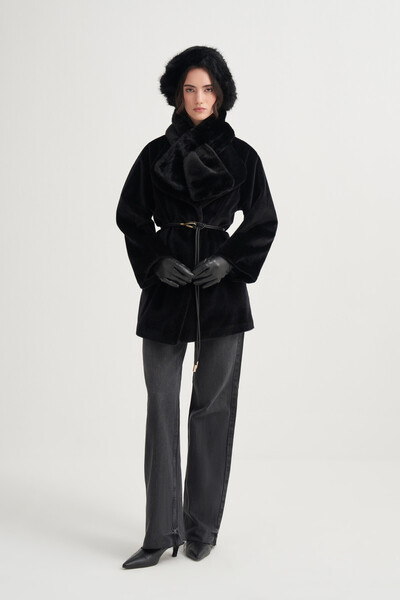 VESNA Leather Belted Fox Coat