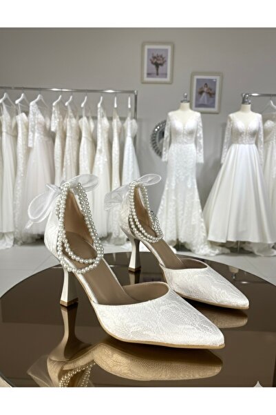 Gloriys Ayakkabı & Çanta Patterned Ankle-Pearl Decorated 9 cm Heel Engagement...