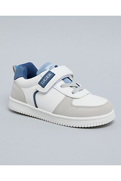 R&B Boys White Color Block Velcro Closure Sneakers