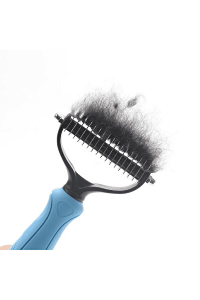 CRM Double-Sided Brush for Dogs and Cats, CRM, Fur Care, Blue Gray