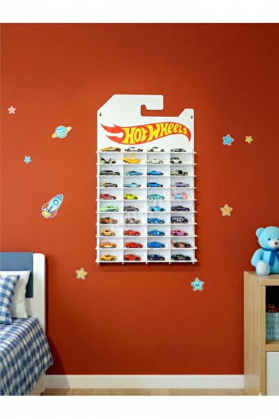 HOT WHEELS Hotwheels temalı mdf 40 arabalık duvar rafı kartonet gorunumlu 1/6...