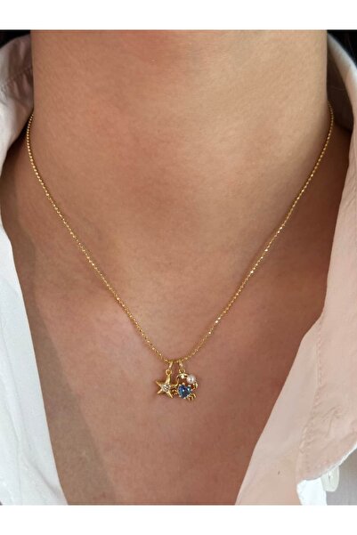 h&b design jewel 925 Ayar Gümüş Mavi Yengeç Detay Kolye