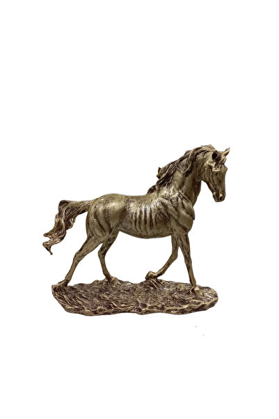 srs dizayn El Yapımı Mermer Döküm At Heykeli Antik Eskitme Efektli 28cm