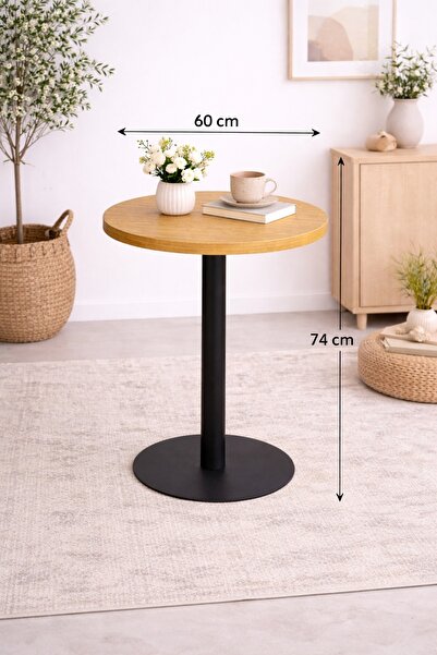 Arnohome Modern round cafe table with a central metal base – elegant design f...
