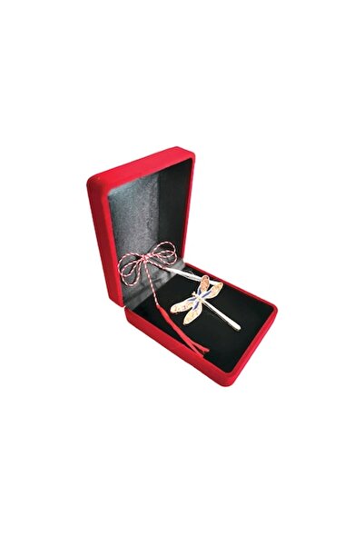 OEM Broșă Libelulă, Email Portocaliu, Cutie de Catifea