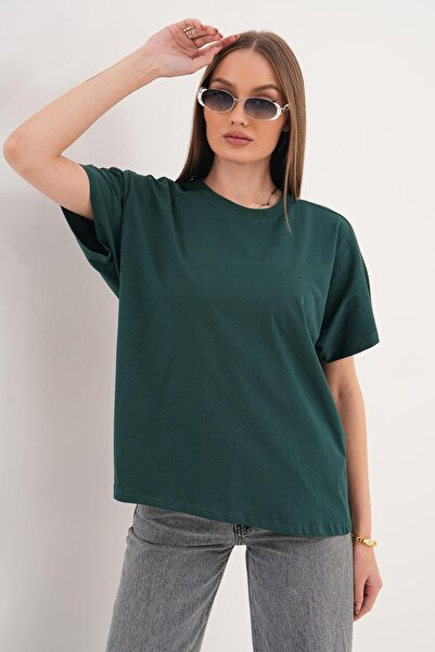 ŞİMAL Γυναικείο T-Shirt με λαιμόκοψη ποδηλάτου oversized 260021