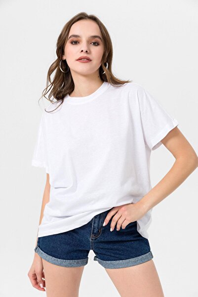 ŞİMAL Femei guler rotund supradimensionat tricou 260021 -
