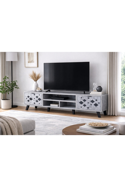 Generic A modern wooden TV stand with stylish, contemporary panels, suitable ...