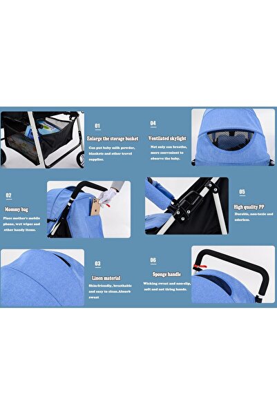 Leno عربة سفر خفيفة الوزن - تصميم مظلة قابلة للطي مع مسند قدم/ظهر قابل للتعديل