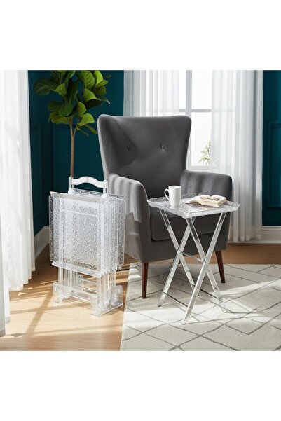 cama 4-piece clear acrylic serving table set with a modern foldable design st...