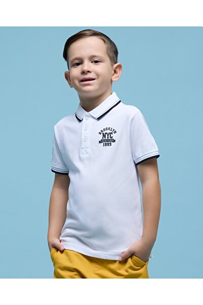 R&B Printed Polo T-Shirt with Short Sleeves