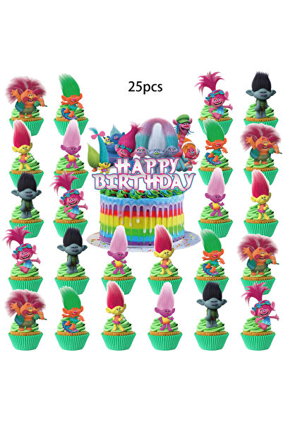 Miniso 25pcs 25pcs Trolls Cake Topper、Cupcake Toppers, Trolls Birthday Decora...