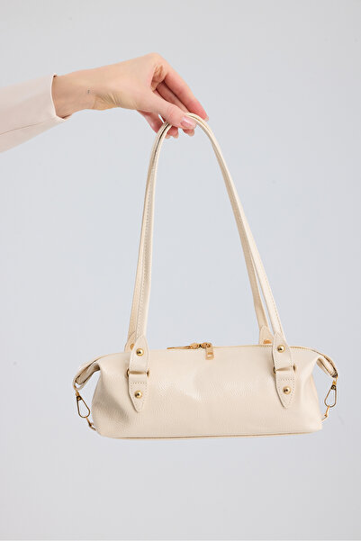 Zuna Studio Olivra Cream Buckle Detailed Mini Geantă de umăr, de mână și de u...