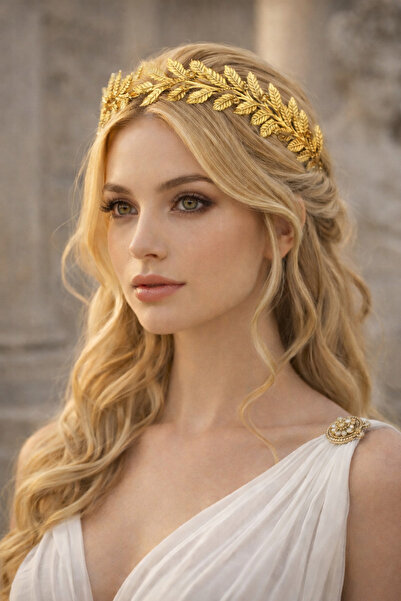 REBORN DESIGN تاج معدني ذهبي اللون على شكل ورقة داريفا رومانية من طراز الإلهة