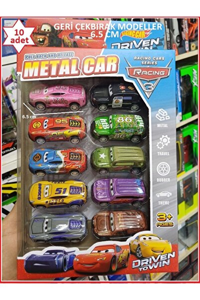OYUNCAKSAHİLİ Cars Şimşek Mcqueen Cruz Flo Araba Demir Oyuncak 10 Adet Metal ...